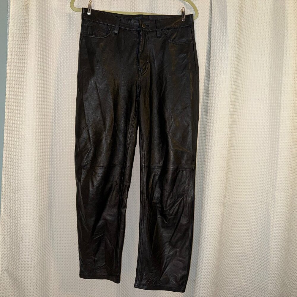 Banana Republic 100% Lamb Leather High-Rise Straight Pants – Women’s Size 27